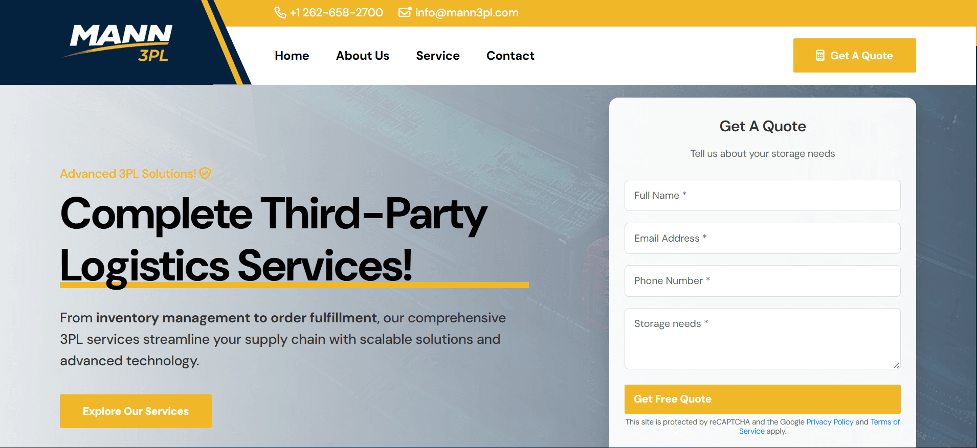 Mohsin Imran - Full Stack Laravel and Next.js Developer case study screenshot for MANN3PL Third-Party Logistics & Warehousing Website
