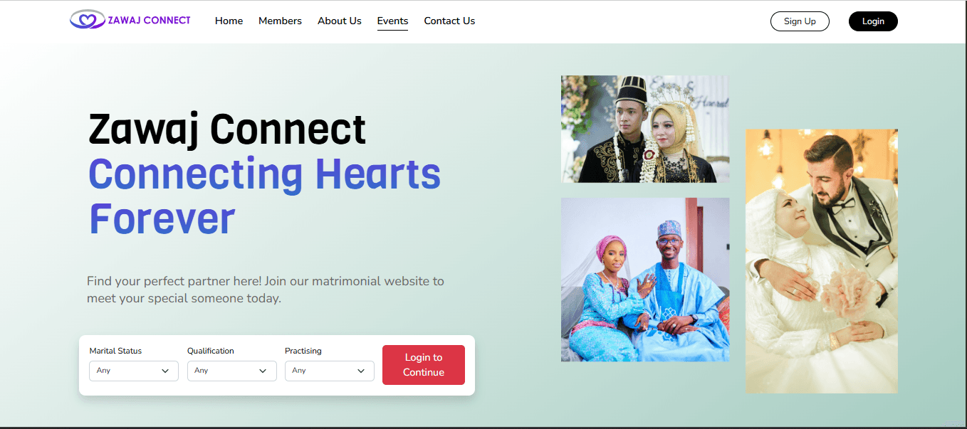 Mohsin Imran - Full Stack Laravel and Next.js Developer case study screenshot for Zawaj Connect - Real-Time Dating App